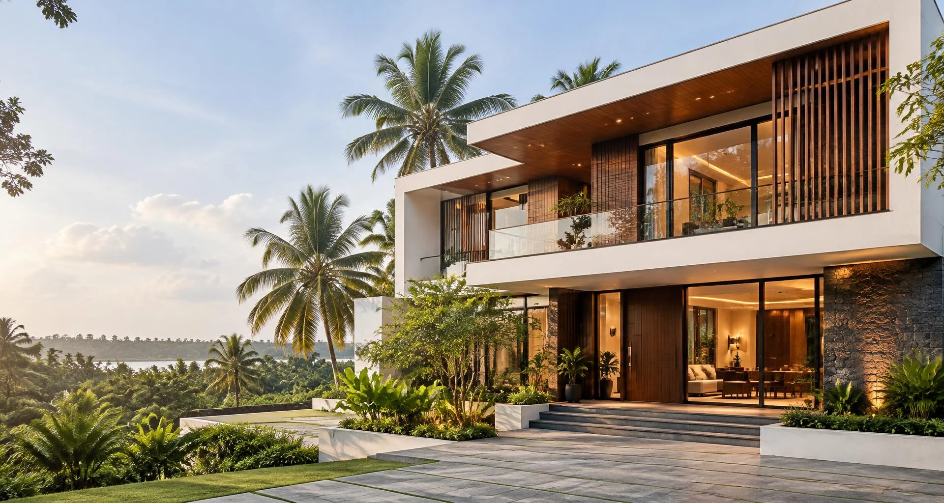 Contemporary Kerala home with premium construction finishes — Keerthi Agencies